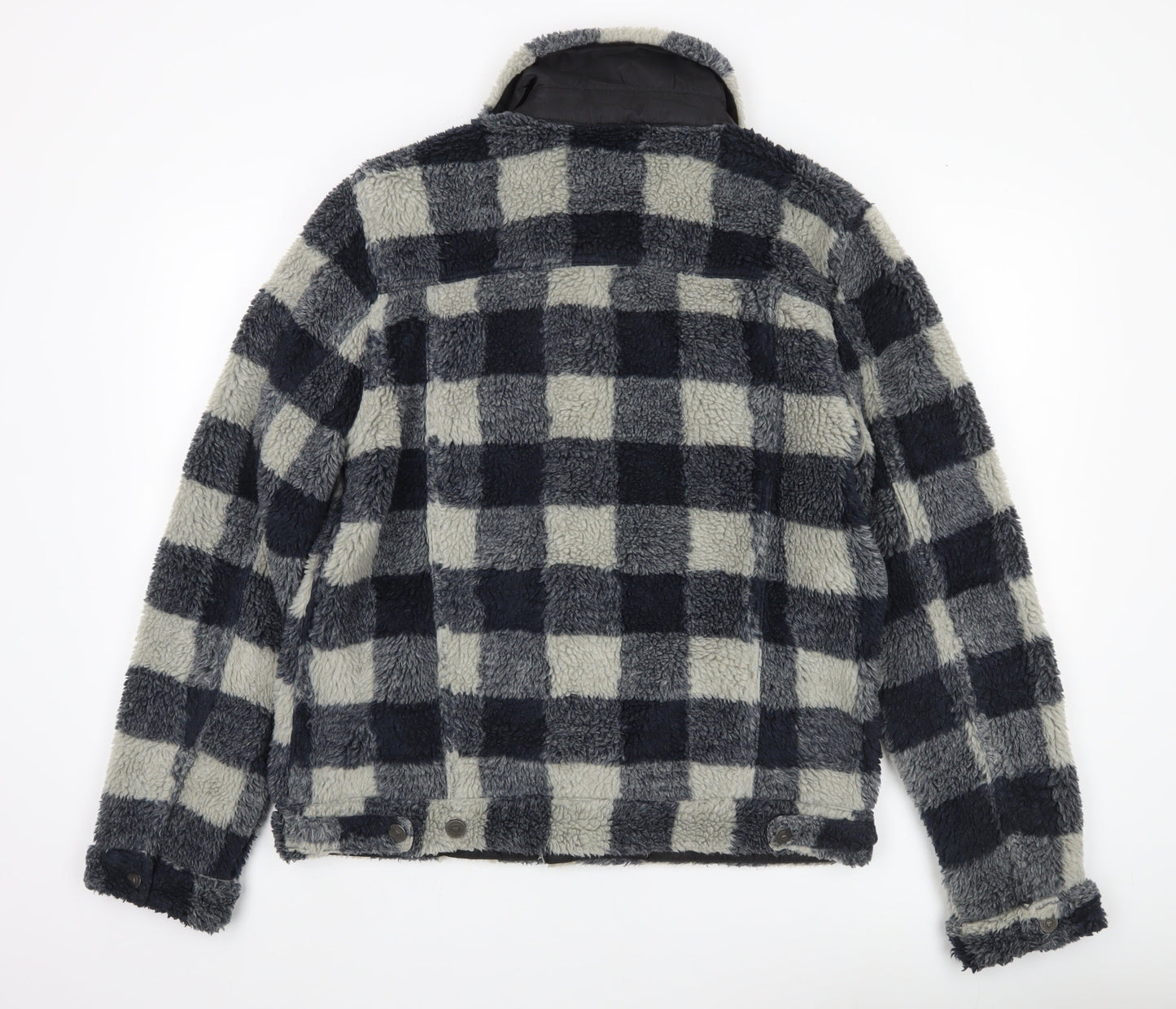 ASOS Men’s Black Grey Check Fleece Jacket Size L 40-42" Casual Winter