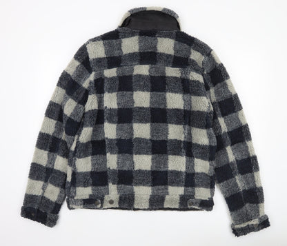 ASOS Men’s Black Grey Check Fleece Jacket Size L 40-42" Casual Winter