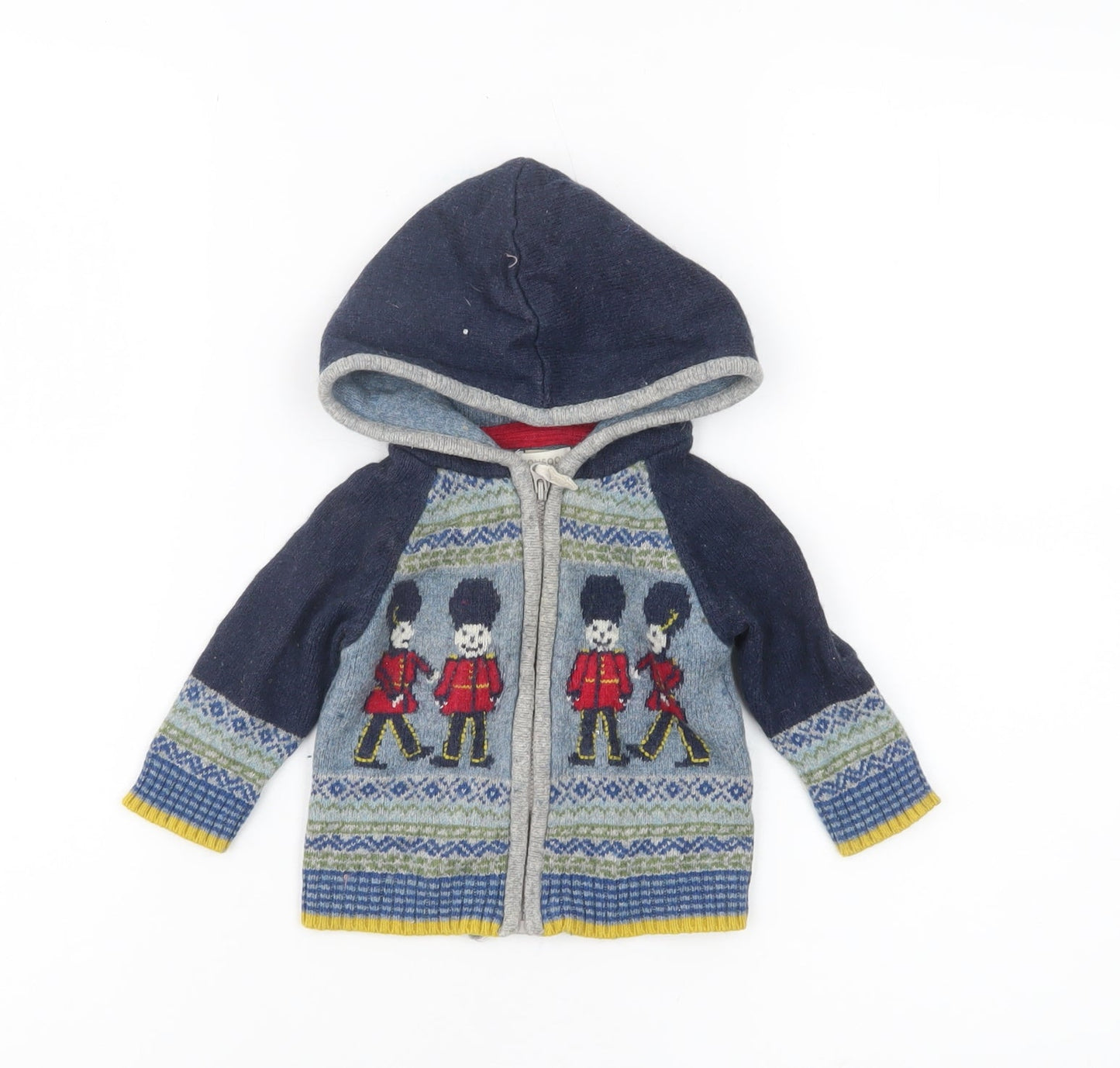 Monsoon Baby Unisex Blue Knit Hooded Cardigan 3-6 Months London Guard Design