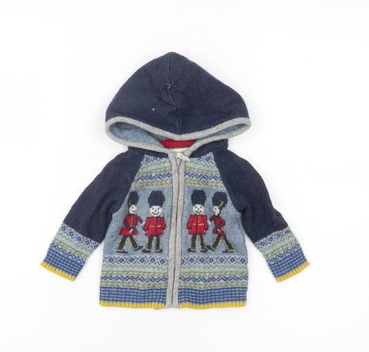 Monsoon Baby Unisex Blue Knit Hooded Cardigan 3-6 Months London Guard Design