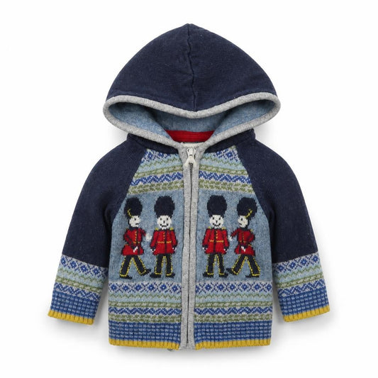 Monsoon Baby Unisex Blue Knit Hooded Cardigan 3-6 Months London Guard Design