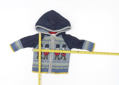 Monsoon Baby Unisex Blue Knit Hooded Cardigan 3-6 Months London Guard Design