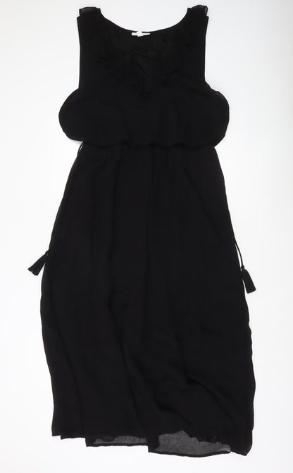 The White Company Women’s Black Ruffle Shift Dress Size 16