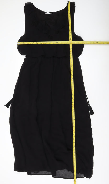 The White Company Women’s Black Ruffle Shift Dress Size 16