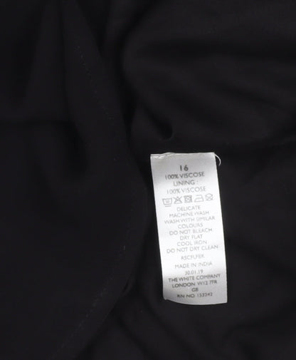 The White Company Women’s Black Ruffle Shift Dress Size 16