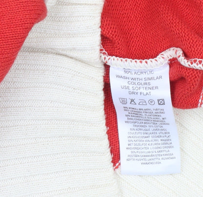 H&M Women’s Red Full Zip Jumper Size 12 High Neck Knit