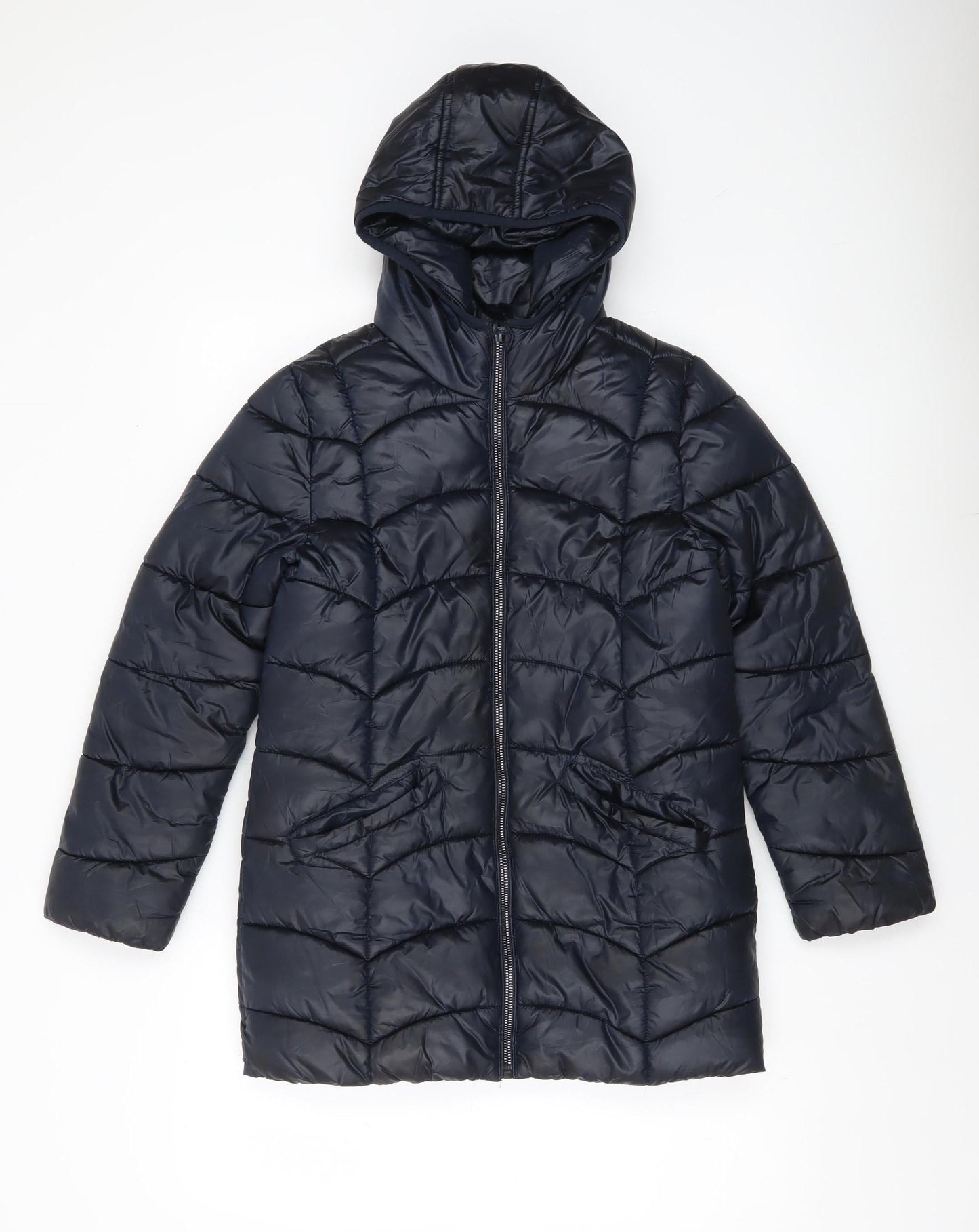 Bluezoo Girls Black Puffer Jacket Coat Hooded Age 11-12 Years Mid-Length