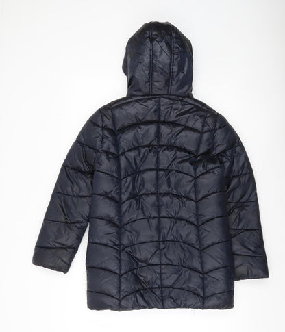 Bluezoo Girls Black Puffer Jacket Coat Hooded Age 11-12 Years Mid-Length