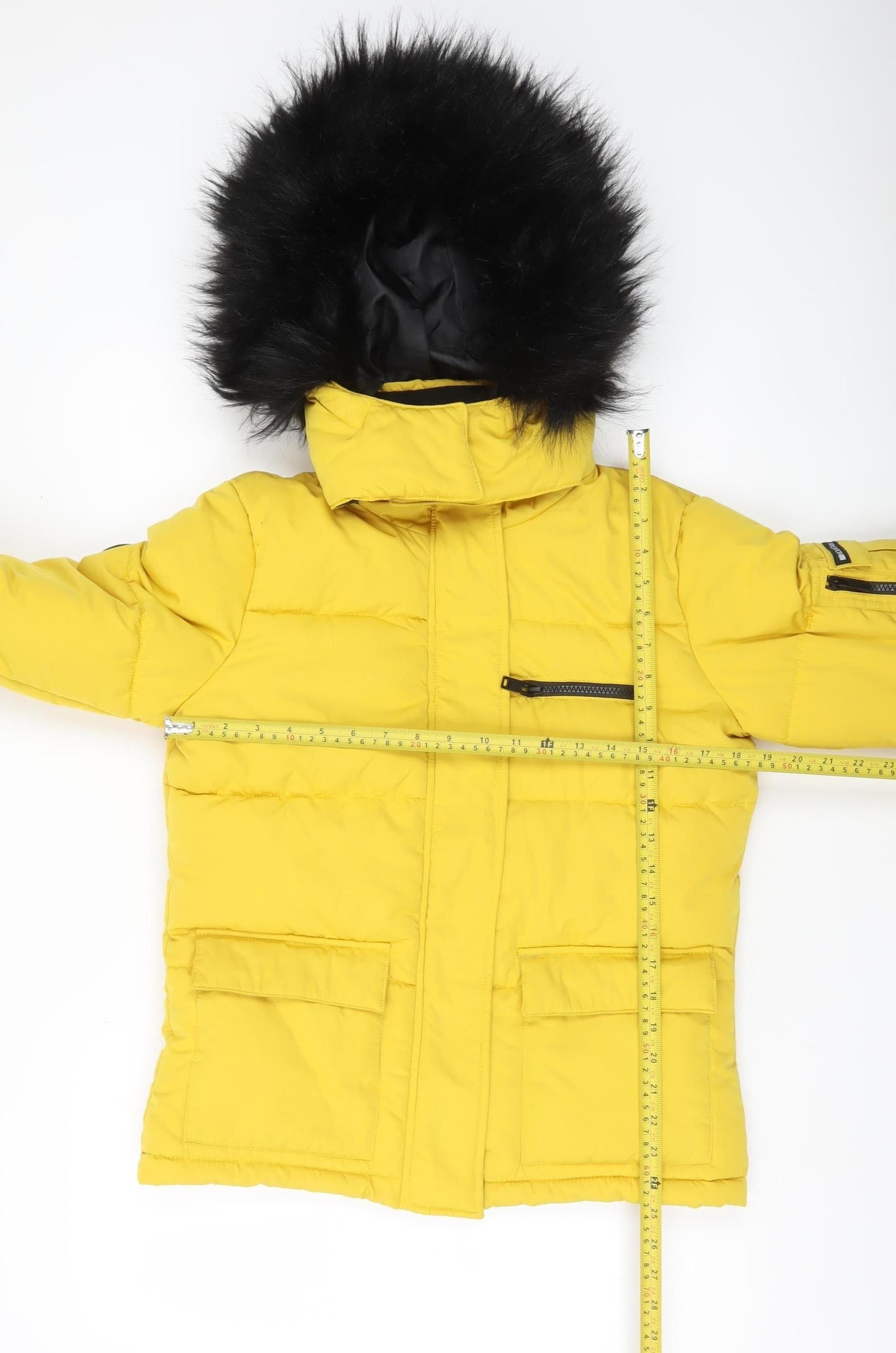 New Look Womens Yellow Puffer Jacket Size 10 Hooded Winter Coat