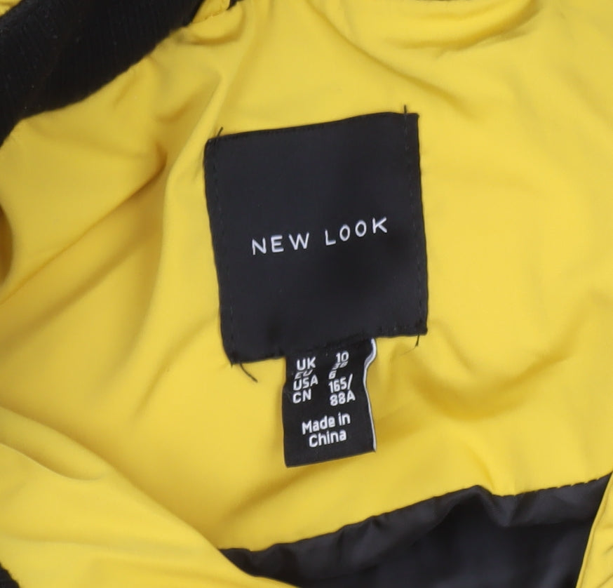 New Look Womens Yellow Puffer Jacket Size 10 Hooded Winter Coat