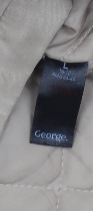 George Womens Beige Faux Fur Trim Hooded Parka Coat Size 16 L