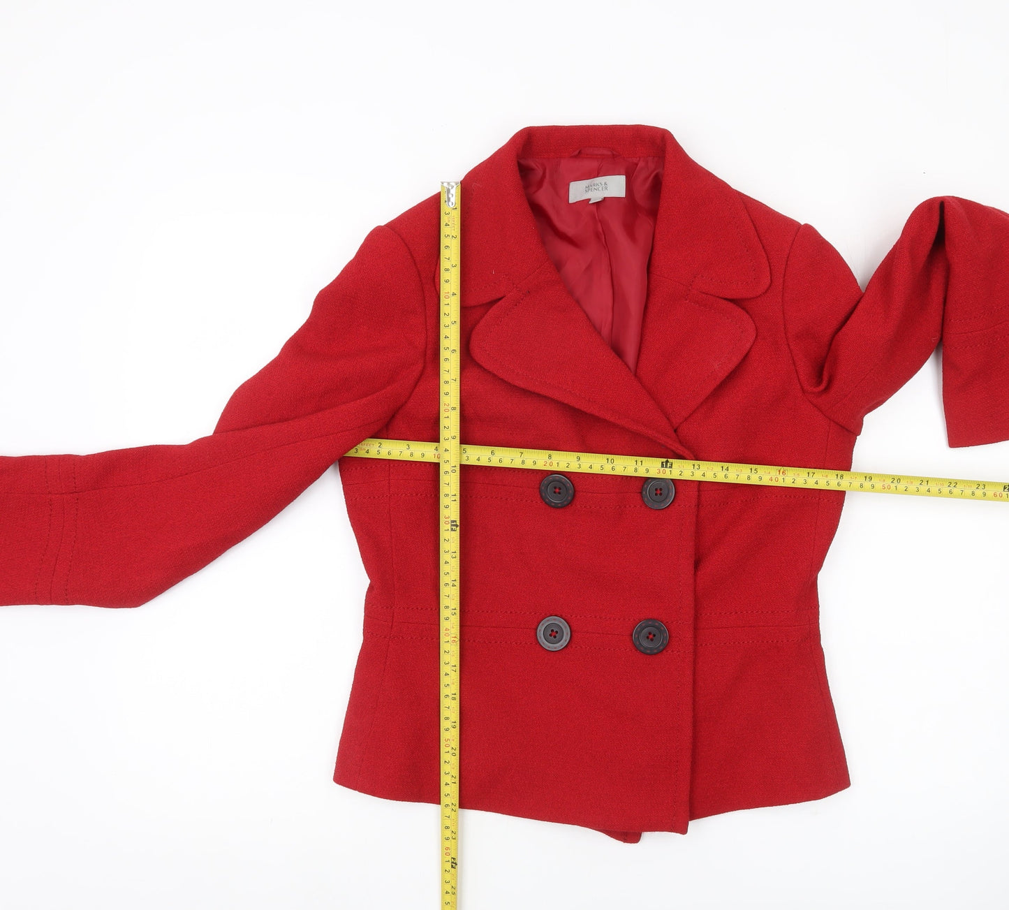 Marks and Spencer Women’s Red Wool Blend Blazer Coat Size 12