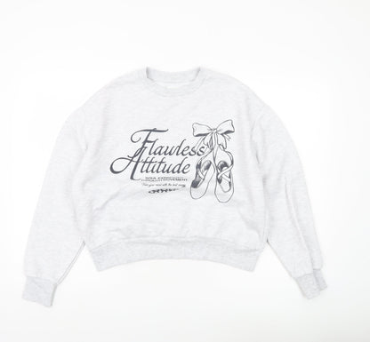 Womens UK Size S Pull&Bear Grey Pullover Sweatshirt