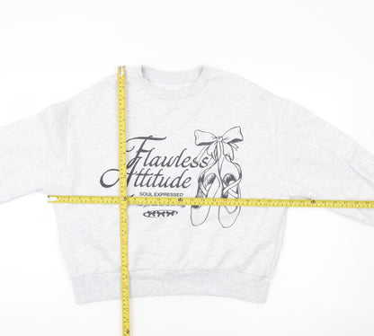 Womens UK Size S Pull&Bear Grey Pullover Sweatshirt