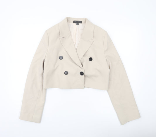 Primark Women’s Beige Cropped Double-Breasted Suit Jacket Size 12