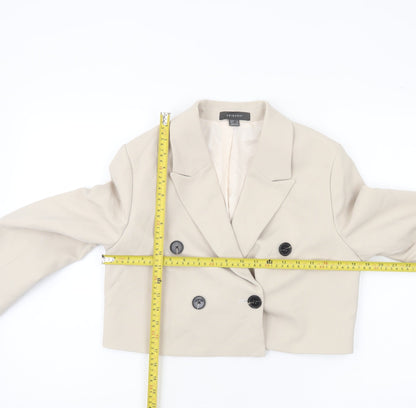 Primark Women’s Beige Cropped Double-Breasted Suit Jacket Size 12