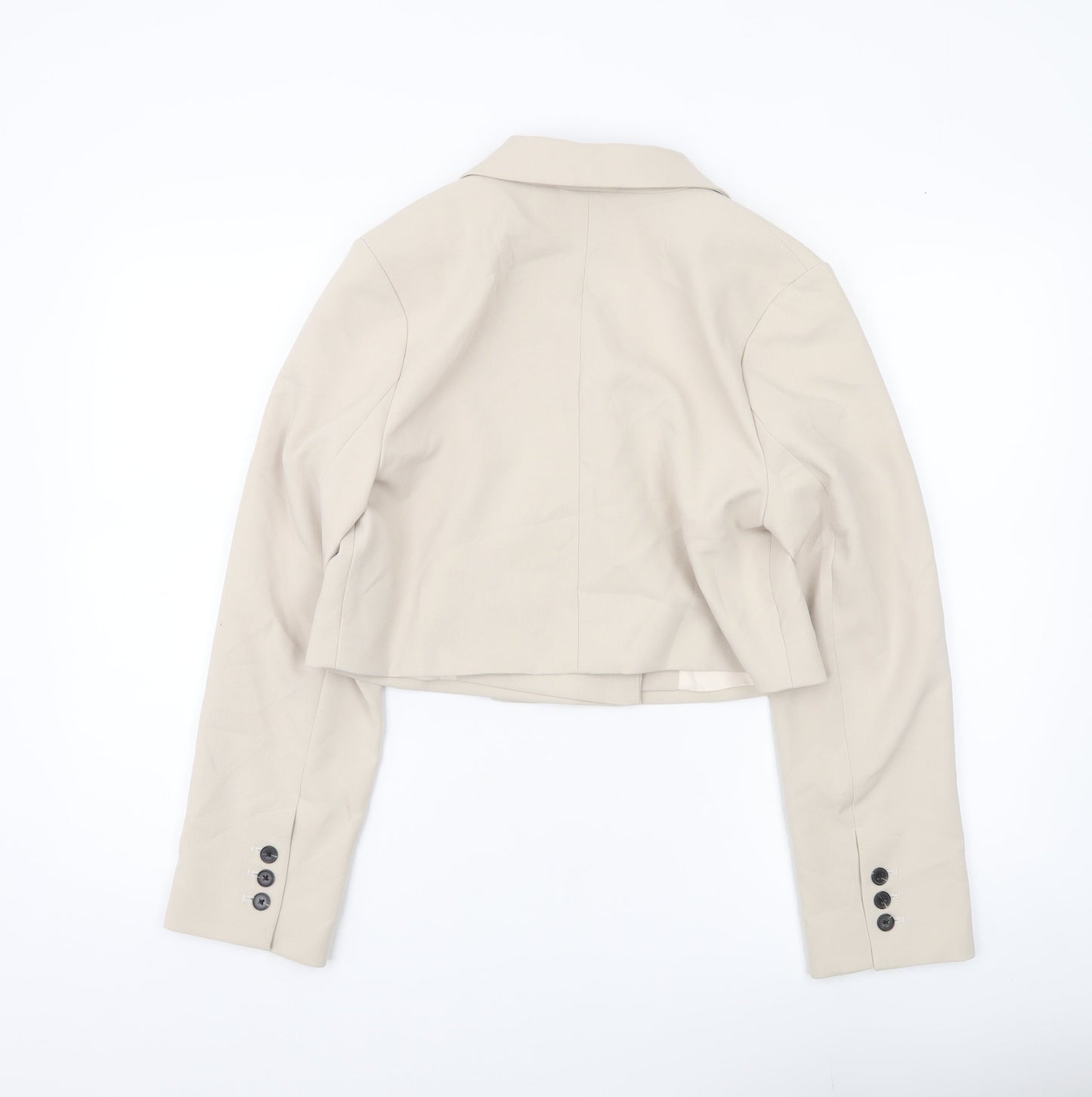 Primark Women’s Beige Cropped Double-Breasted Suit Jacket Size 12