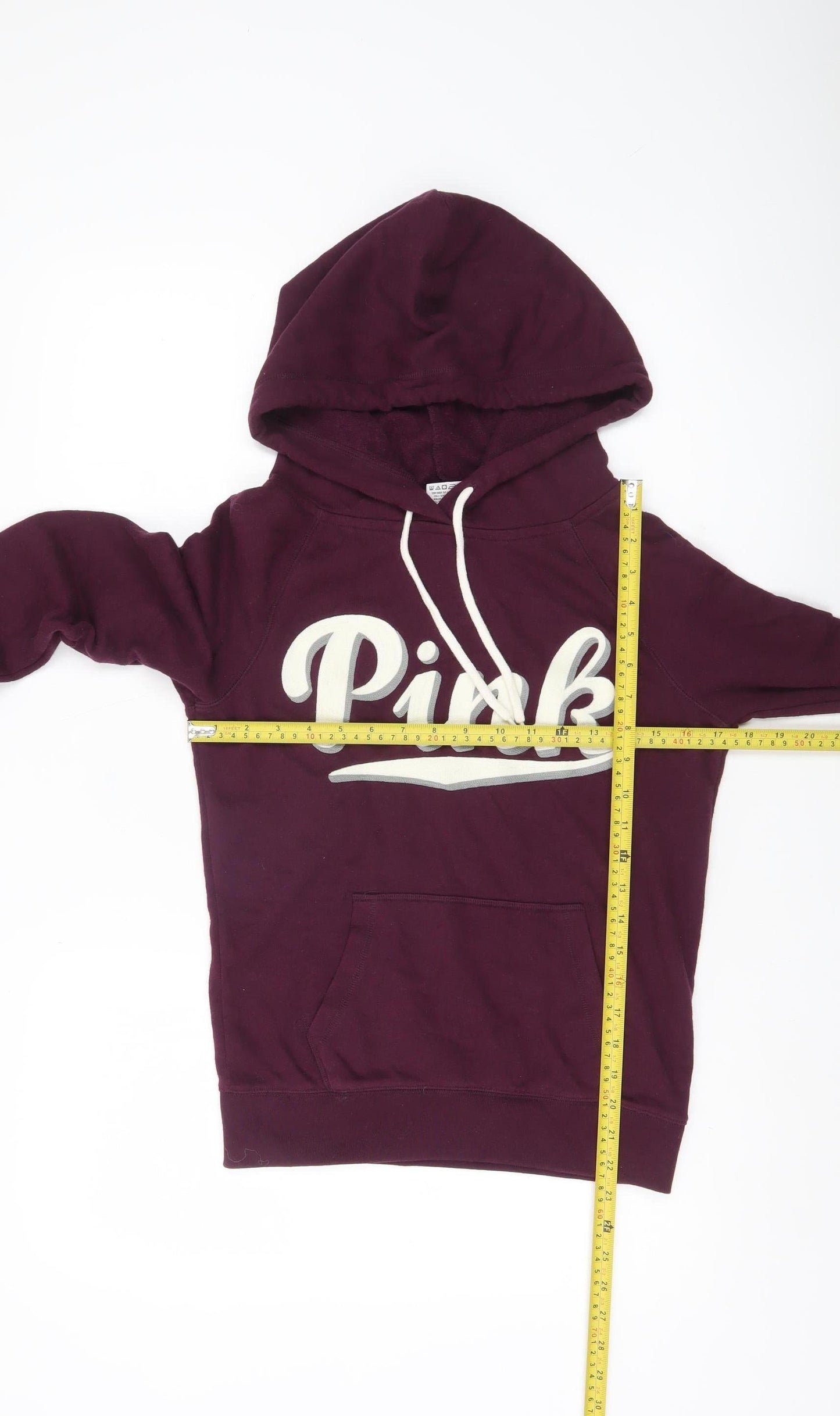 Victoria's Secret PINK Womens Hoodie XS Maroon Pullover Logo Cotton Blend