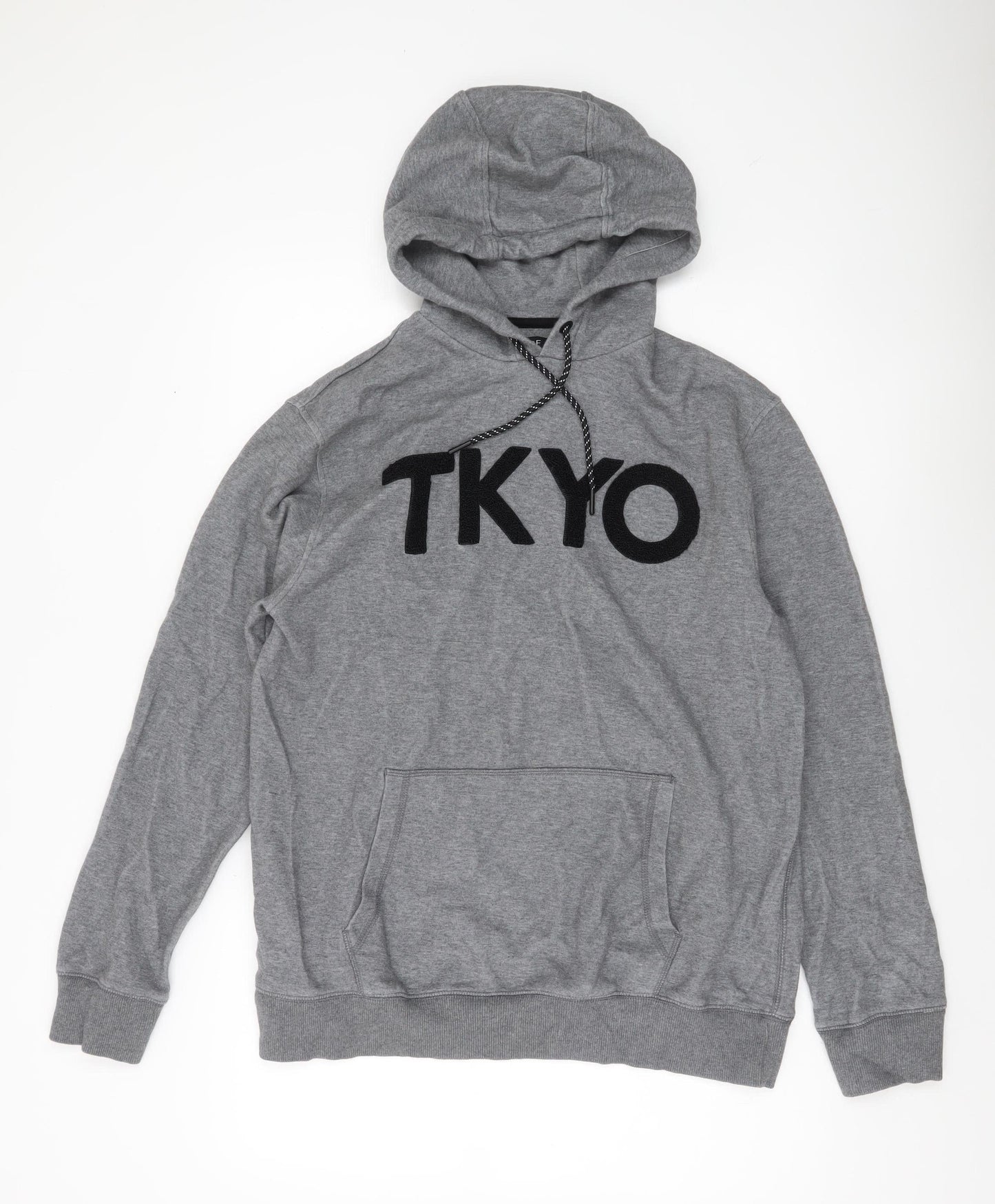 F&F Men’s Grey TKYO Pullover Hoodie L Logo Graphic Hooded Sweatshirt