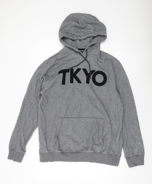 F&F Men’s Grey TKYO Pullover Hoodie L Logo Graphic Hooded Sweatshirt