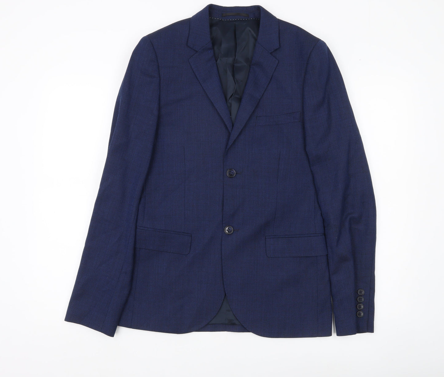 Topman Men’s Blue Slim Fit Wool Blend Blazer Jacket Size 36