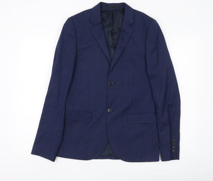 Topman Men’s Blue Slim Fit Wool Blend Blazer Jacket Size 36