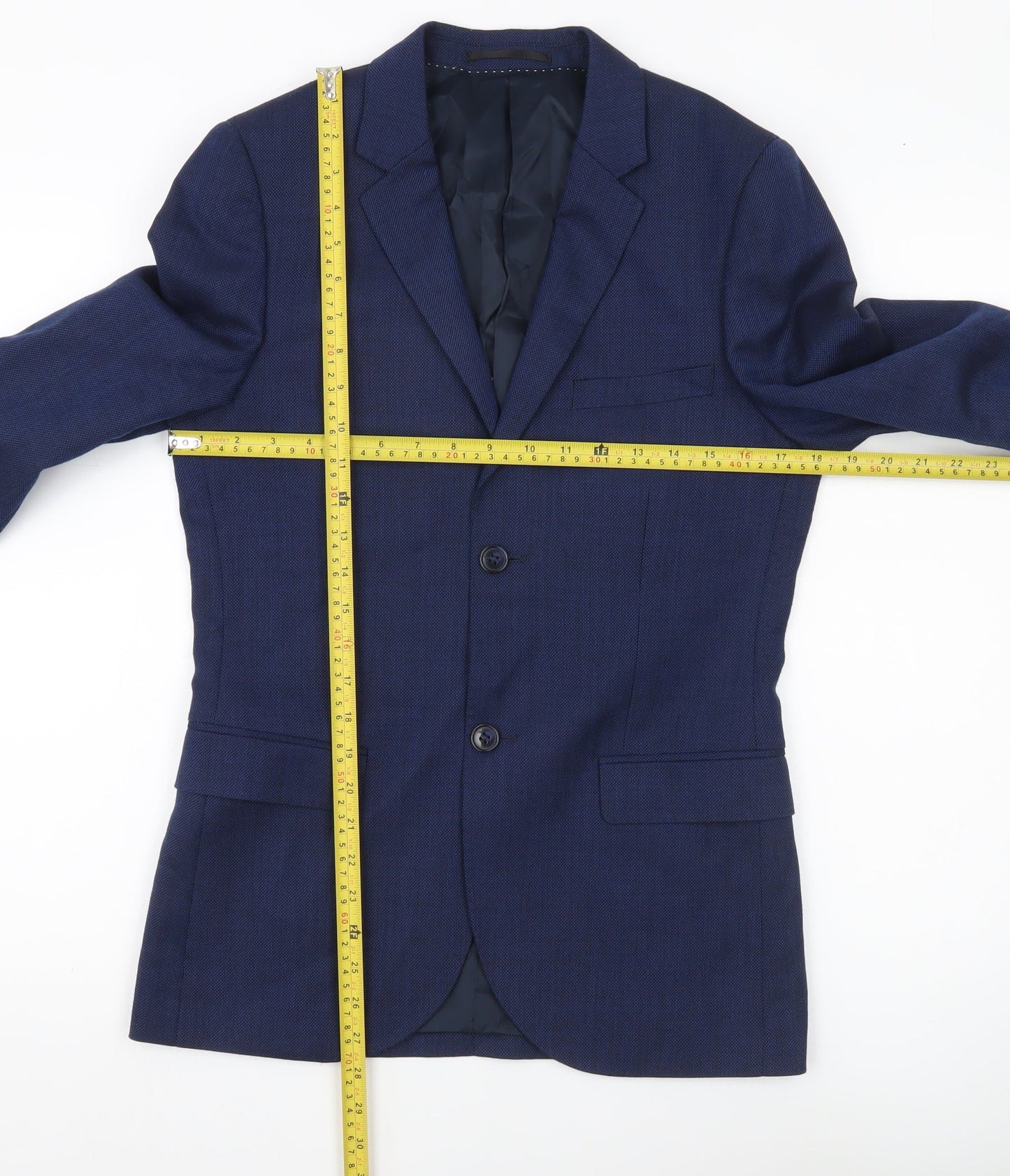 Topman Men’s Blue Slim Fit Wool Blend Blazer Jacket Size 36