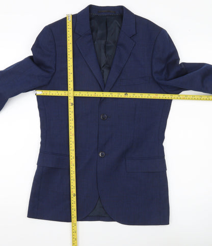 Topman Men’s Blue Slim Fit Wool Blend Blazer Jacket Size 36