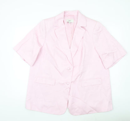Marks and Spencer Women Pink Linen Blend Short Sleeve Blazer UK 20