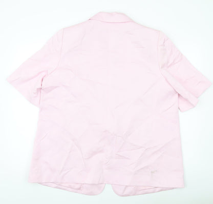 Marks and Spencer Women Pink Linen Blend Short Sleeve Blazer UK 20
