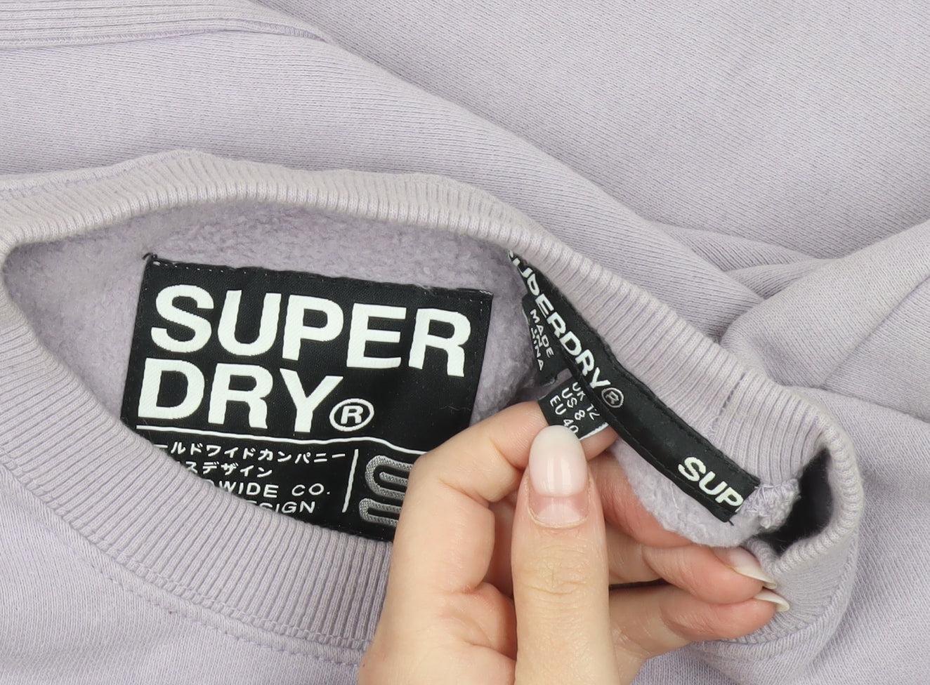 Superdry Womens Purple Crew Neck Sweatshirt Size UK 12 Cotton Blend