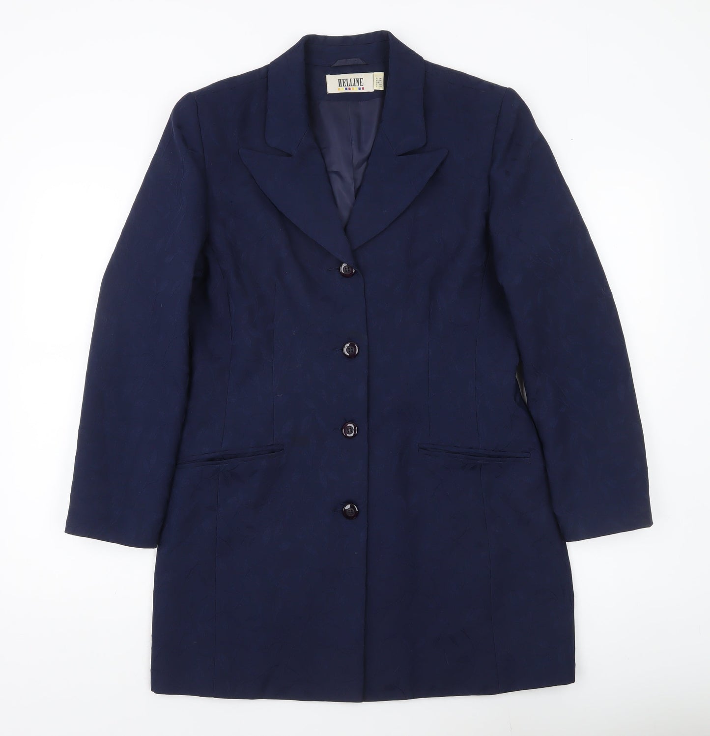 Helline Women’s Blue Long Suit Jacket Size 12 Single Breasted