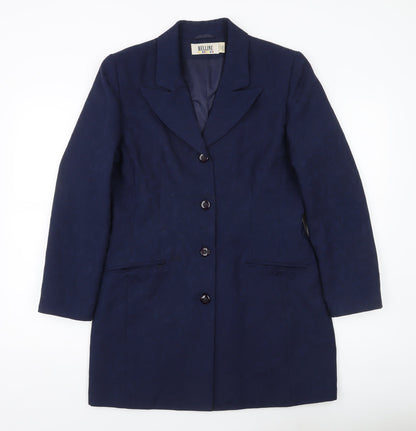 Helline Women’s Blue Long Suit Jacket Size 12 Single Breasted