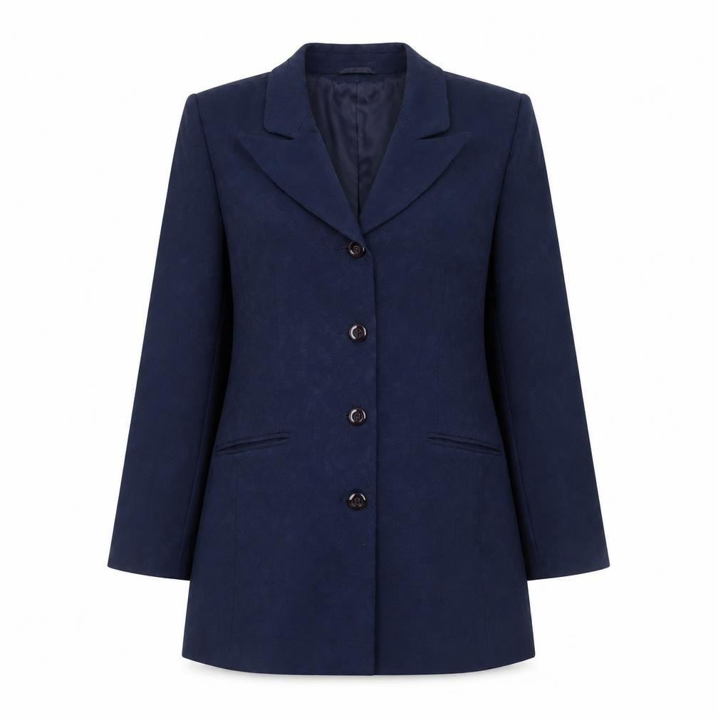 Helline Women’s Blue Long Suit Jacket Size 12 Single Breasted