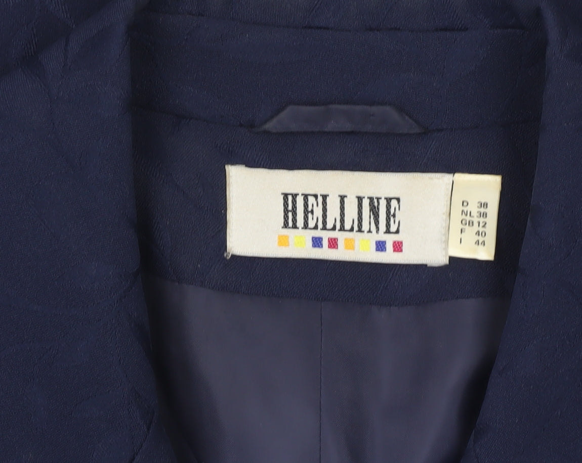 Helline Women’s Blue Long Suit Jacket Size 12 Single Breasted