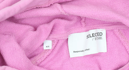 Selected Femme Women's Pink Pullover Hoodie Small Cotton