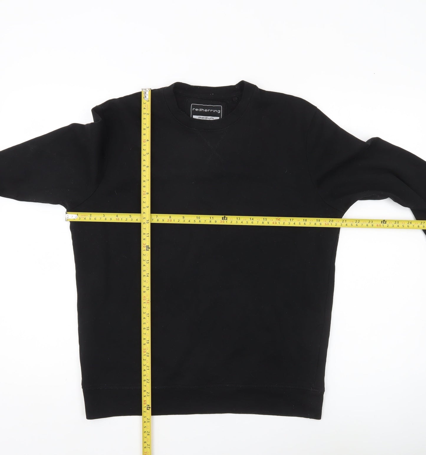 Mens UK Size M Red Herring Black Pullover Sweatshirt