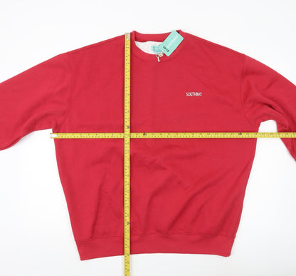 Southbay Mens Red Crew Neck Pullover Sweatshirt Size L Regular Fit