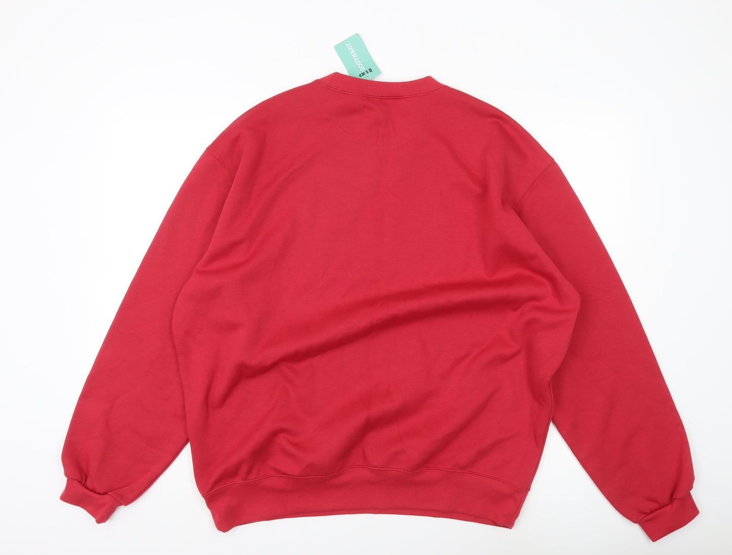 Southbay Mens Red Crew Neck Pullover Sweatshirt Size L Regular Fit