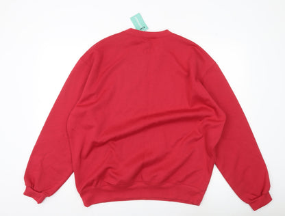 Southbay Mens Red Crew Neck Pullover Sweatshirt Size L Regular Fit