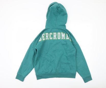 Abercrombie Kids Boys Green Pullover Hoodie 11-12Y Regular Fit Logo