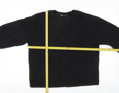 Zara Women Black M Sweatshirt Long Sleeve Crew Neck Pullover