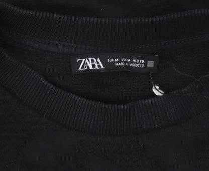 Zara Women Black M Sweatshirt Long Sleeve Crew Neck Pullover