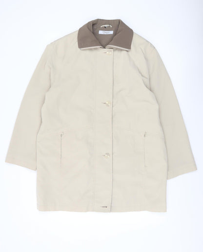 Classics First Avenue Womens Beige Coat Size 14 Lined Overcoat