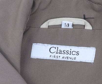 Classics First Avenue Womens Beige Coat Size 14 Lined Overcoat