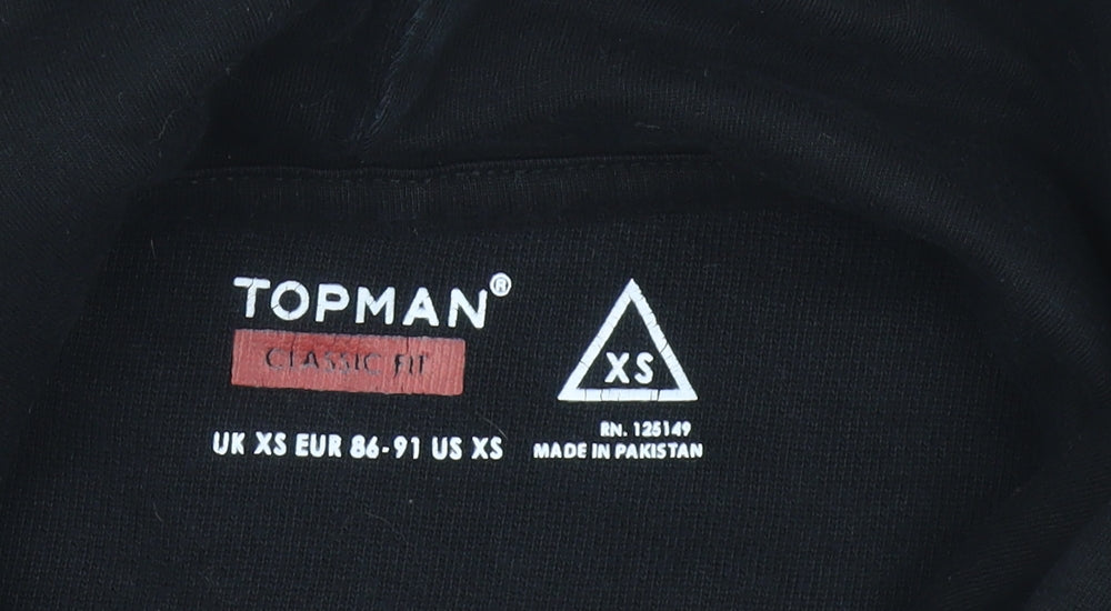 Topman Men’s Black Pullover Hoodie XS Classic Fit Cotton