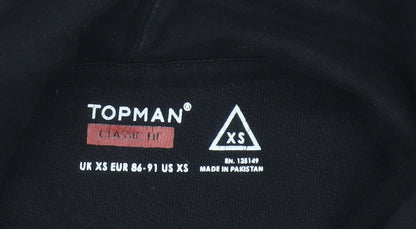Topman Men’s Black Pullover Hoodie XS Classic Fit Cotton