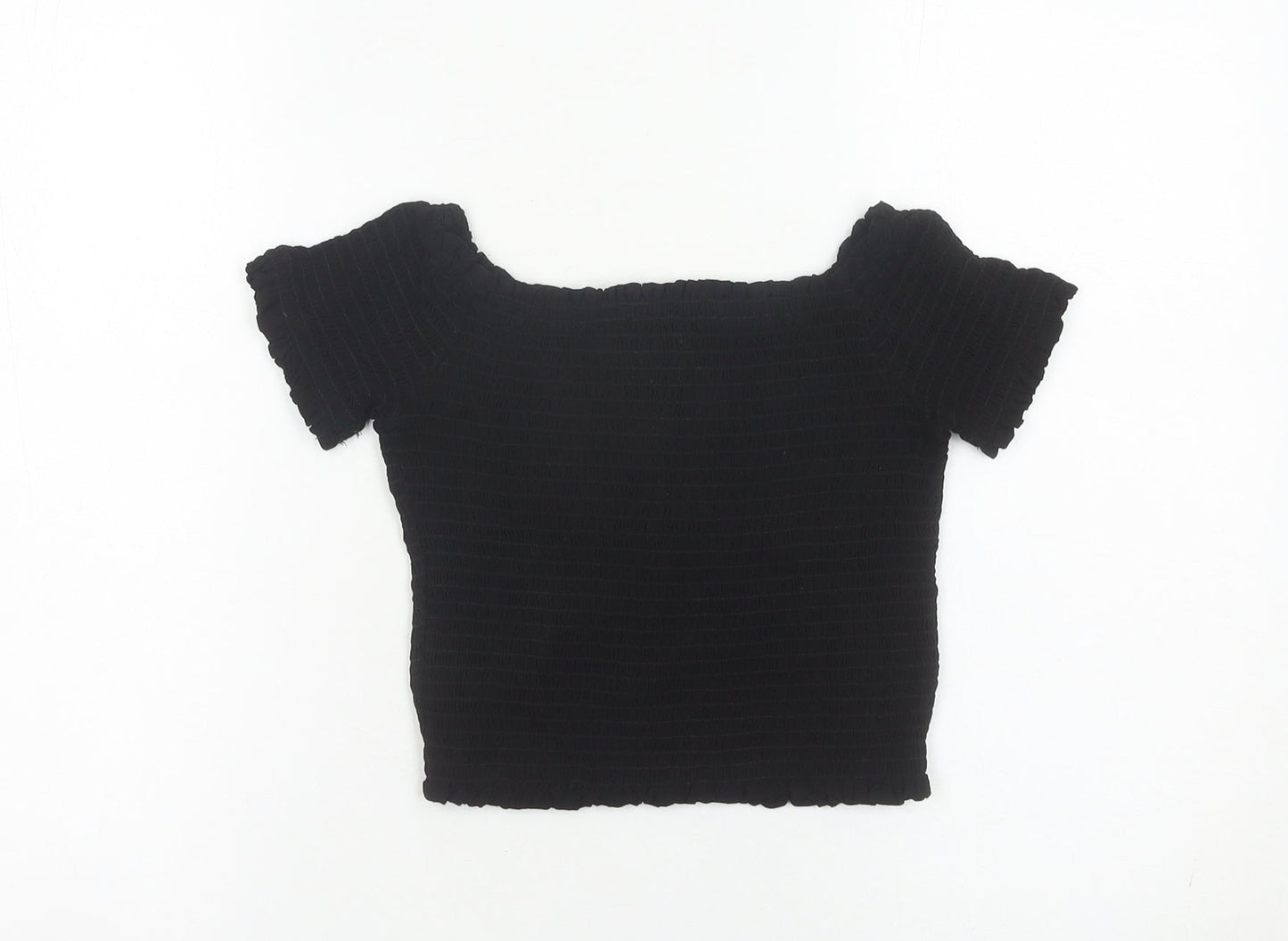 Womens UK Size 10 New Look Black Cropped Button-Up