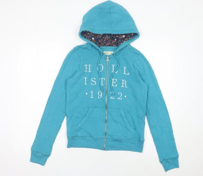 Hollister Womens Blue Hoodie Sweatshirt Small Full Zip Cotton Blend