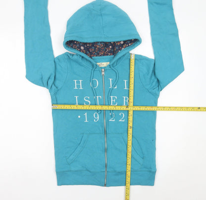 Hollister Womens Blue Hoodie Sweatshirt Small Full Zip Cotton Blend
